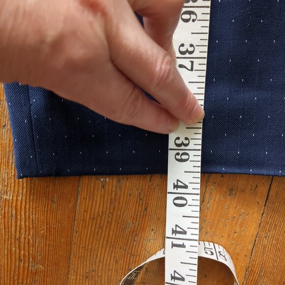 HUGO BOSS Wool Blend Lightweight Office MId-Rise Business Pants in Navy Microdot - Picture 15 of 15